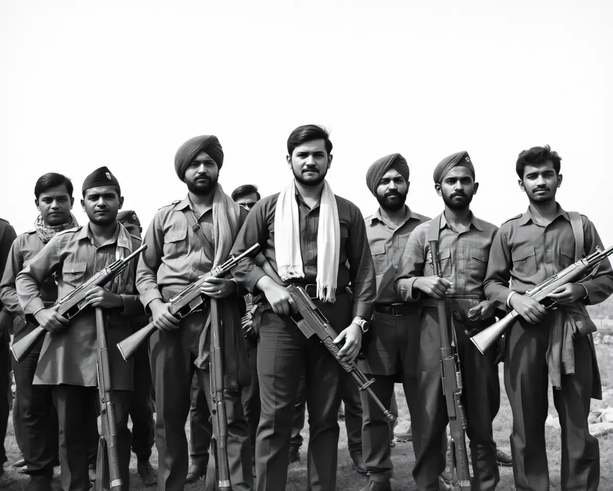 Freedom Fighters Unite with Chandrashekhar Azad Holding Guns