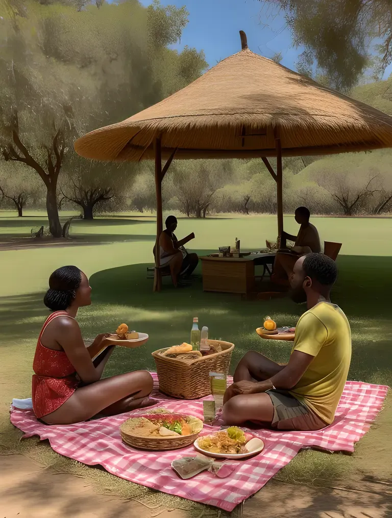 Friends Picnic Under Kambi Tree's Shade with Food