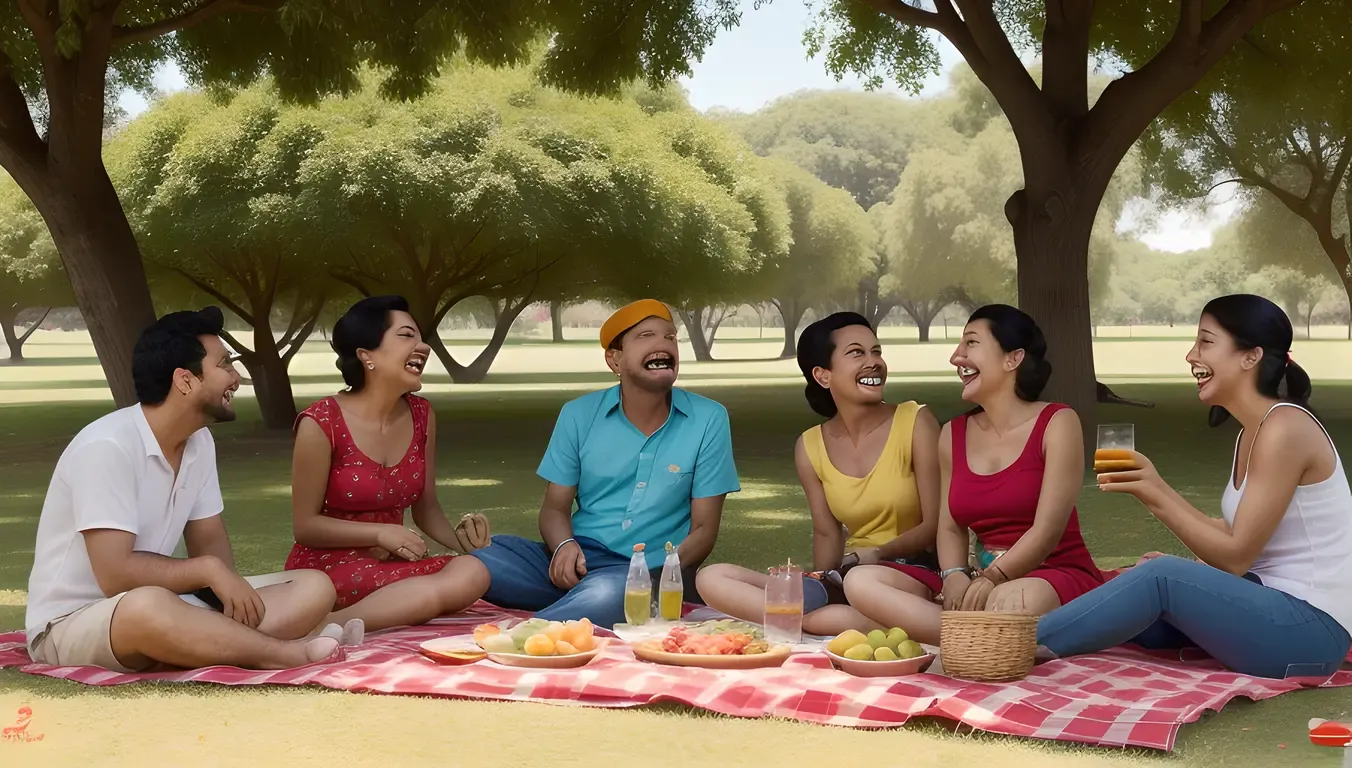 Friends Picnic Under Sharabi Tree Shade