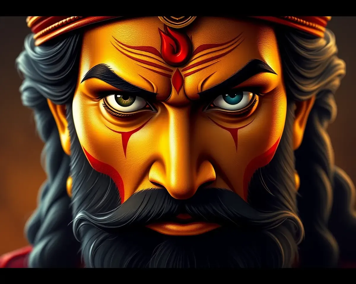 Full HD Shivaji Maharaj Close-up Face PNG with Determined Expression and Glow