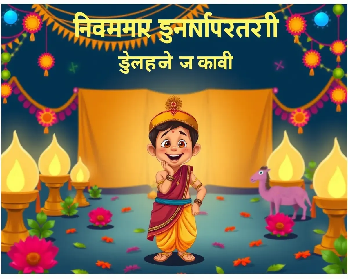 Fun Makar Sankranti Invitation Card in Marathi Cartoon