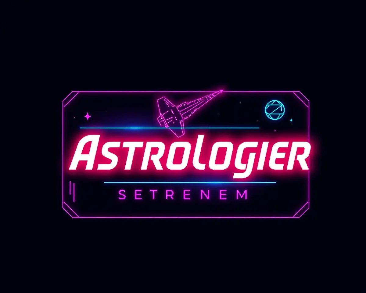 Futuristic Astrologer Visiting Card with Neon-Lit Font Spaceship