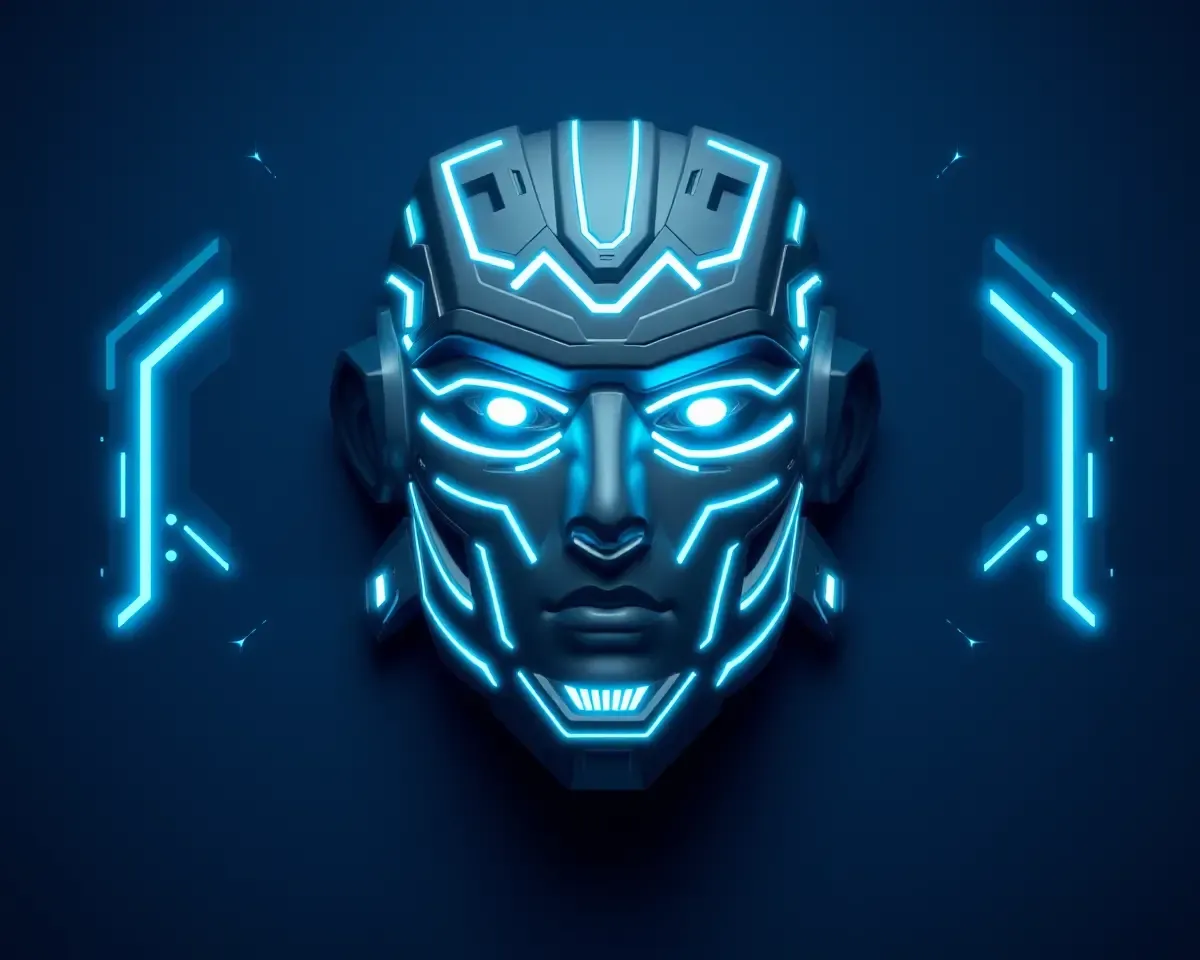 Futuristic CR7 Face with Glowing Circuits Design