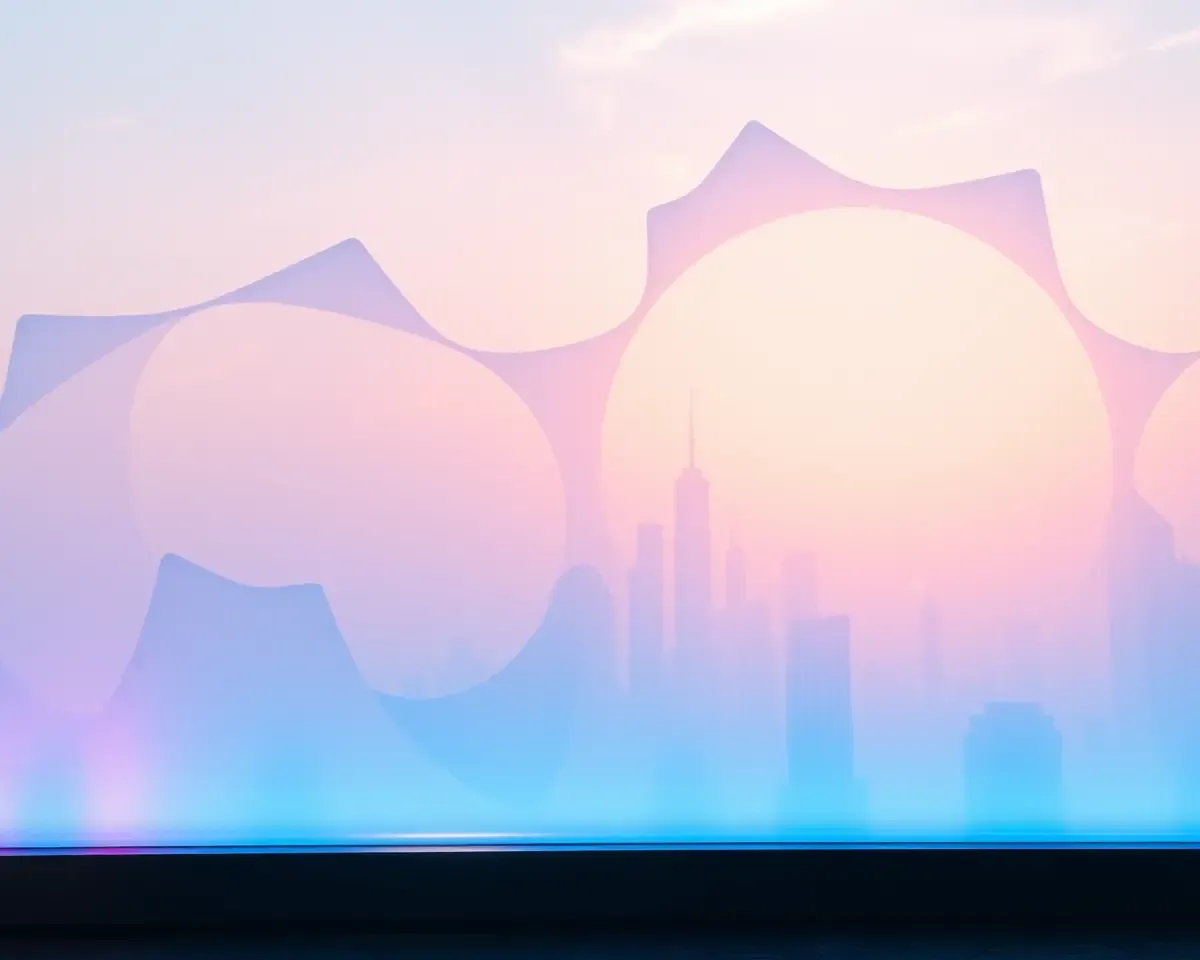 Futuristic Cityscape Backdrop on a Gloo Wall PNG