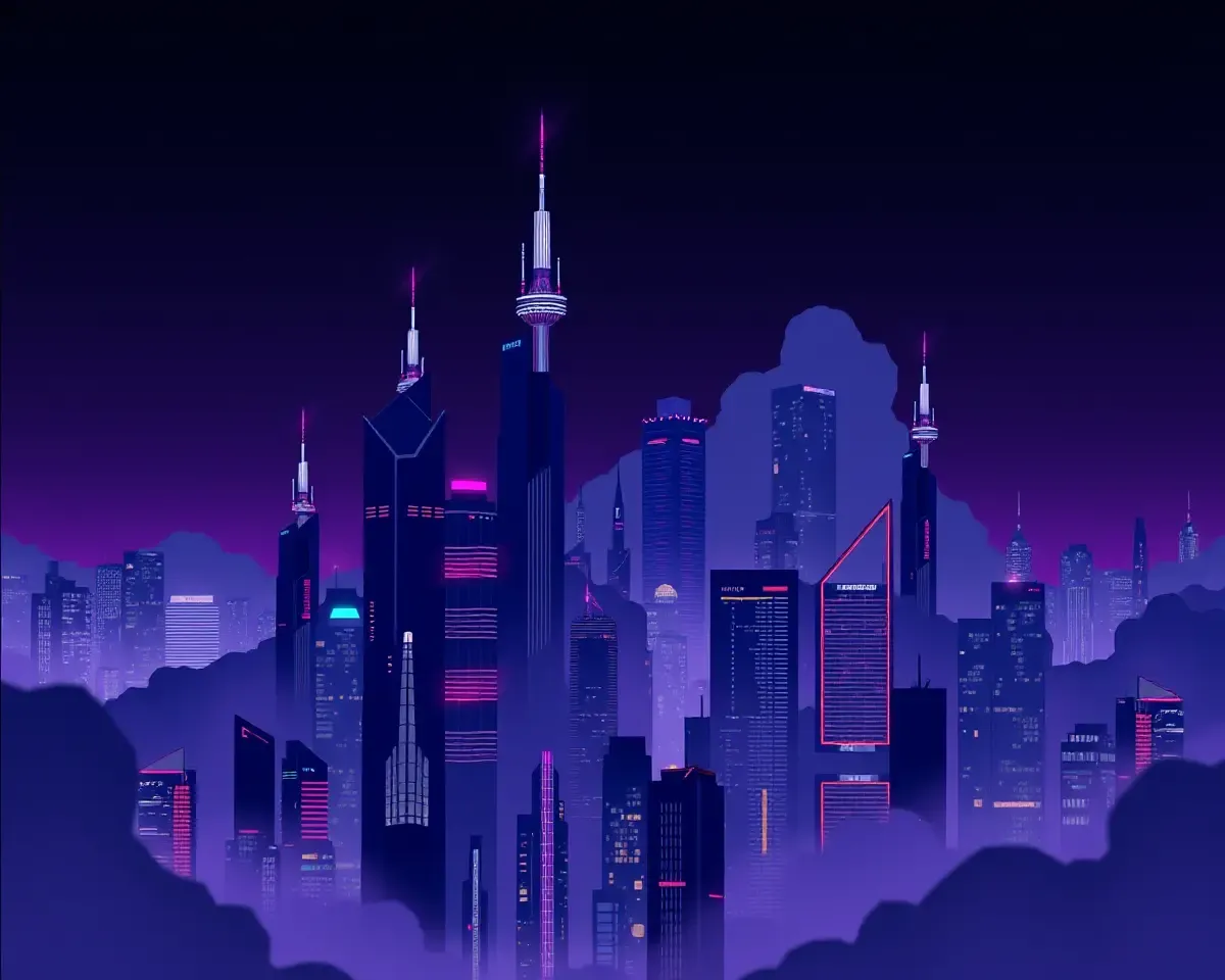 Futuristic Cityscape at Night with 1280x720 Pixel Background