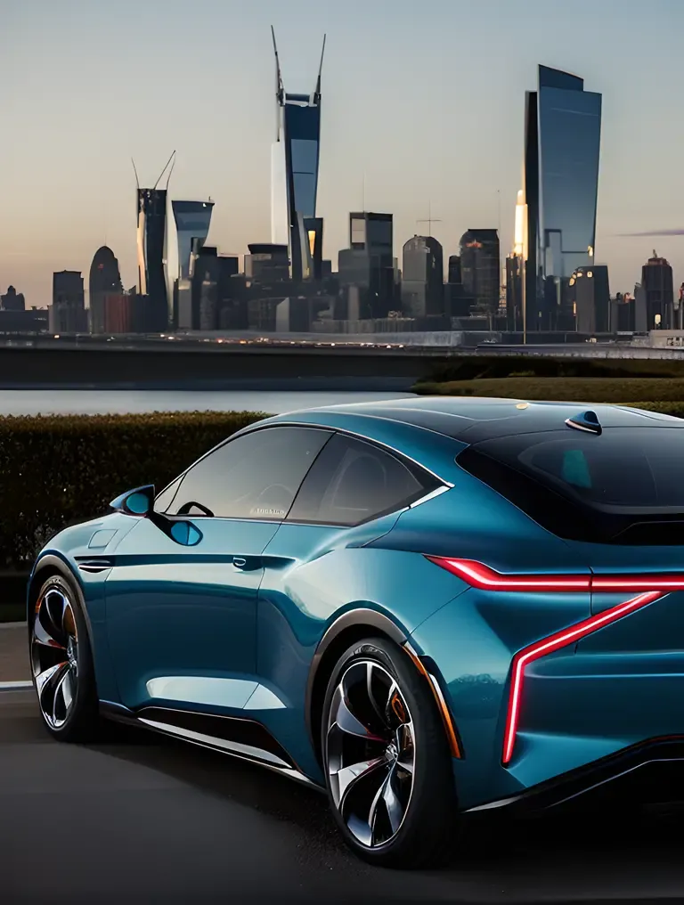 Futuristic Concept Car with Glowing Blue Accents