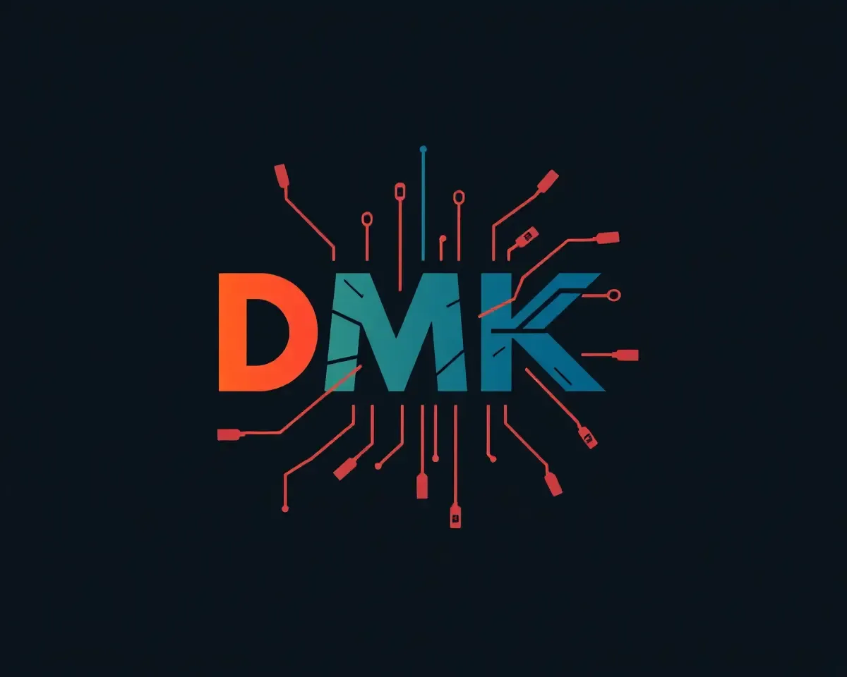 Futuristic Dmk Logo Illustration with Technology Elements