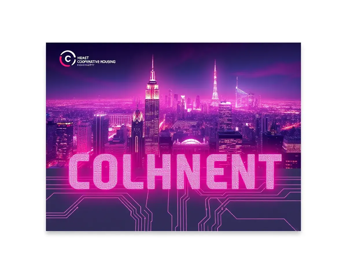 Futuristic High-Tech Neon Cityscape Cooperative Housing Society
