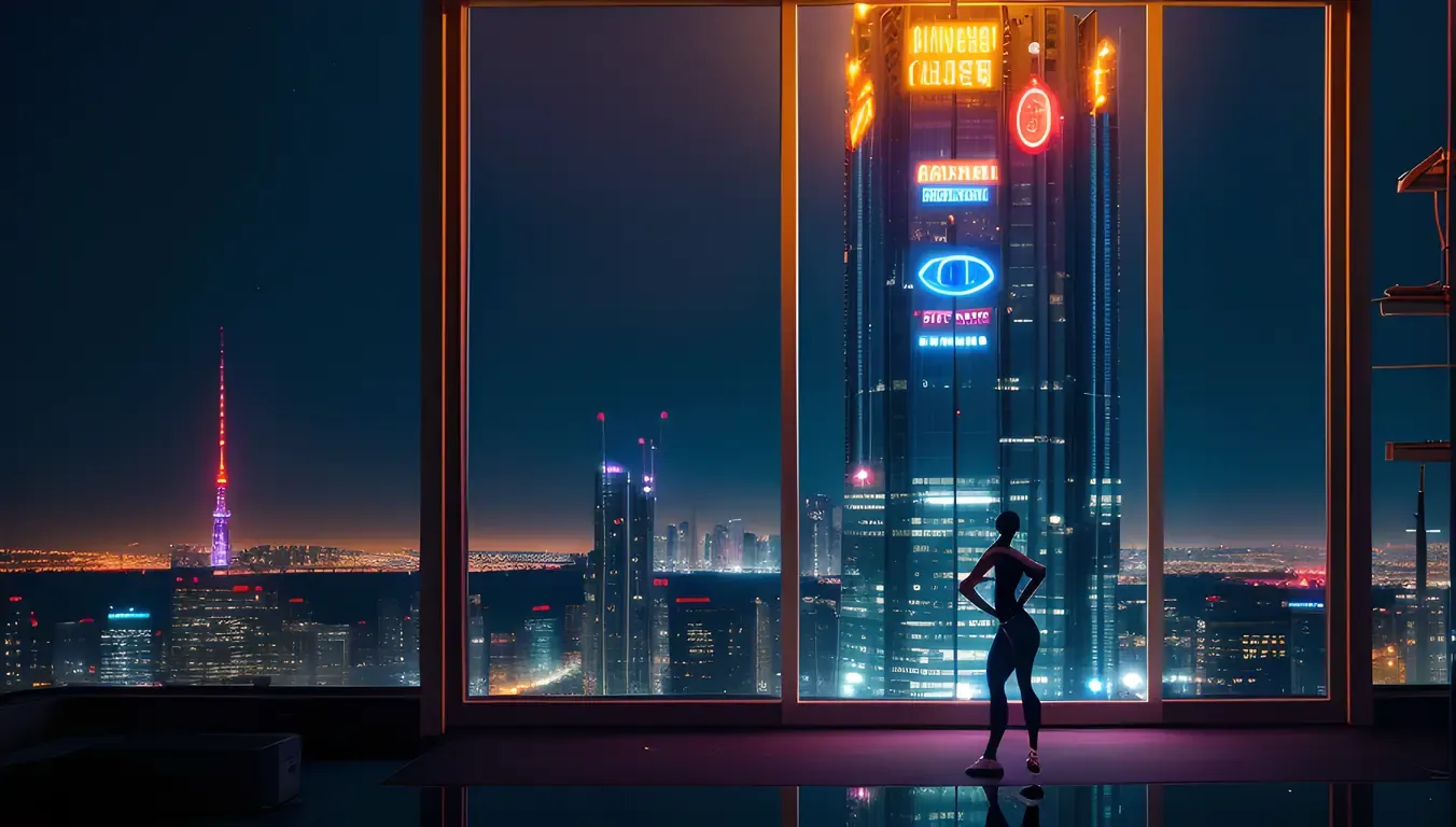 Futuristic Hip Hop Dancer with Circuit Board Wallpaper