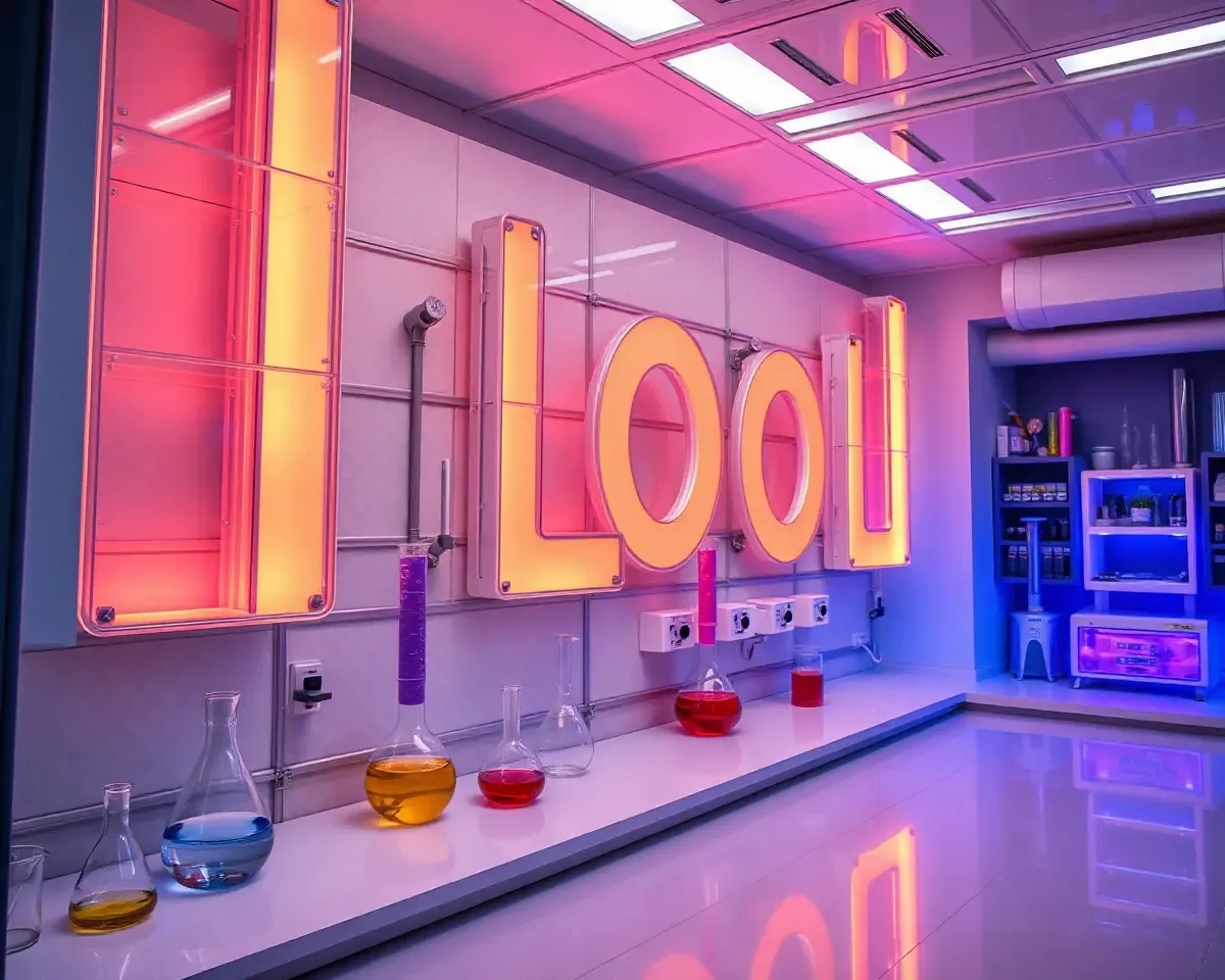 Futuristic Laboratory Gloo Wall with Test Tubes and Beakers
