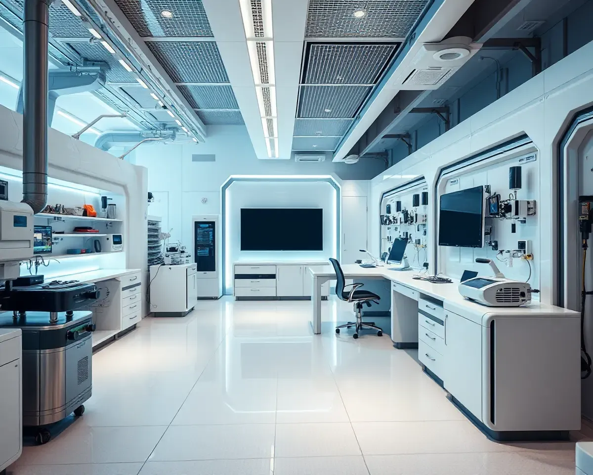 Futuristic Laboratory in Full HD 1080p Bright White Background