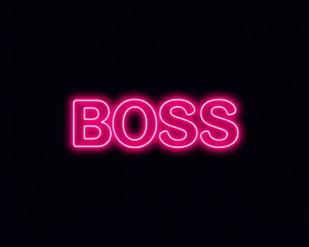 Futuristic Neon-Lit Boss Baby Logo on Dark Gradient Background