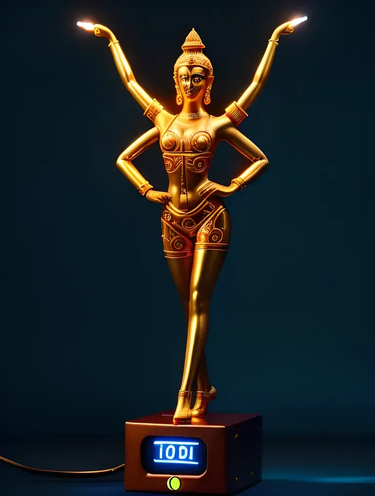 Futuristic Neon Nataraja Sculpture Ultra HD Wallpaper
