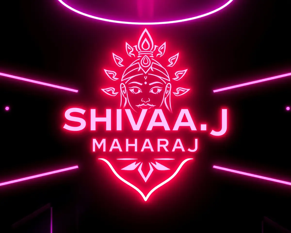 Futuristic Shivaji Maharaj Logo with Neon Lights