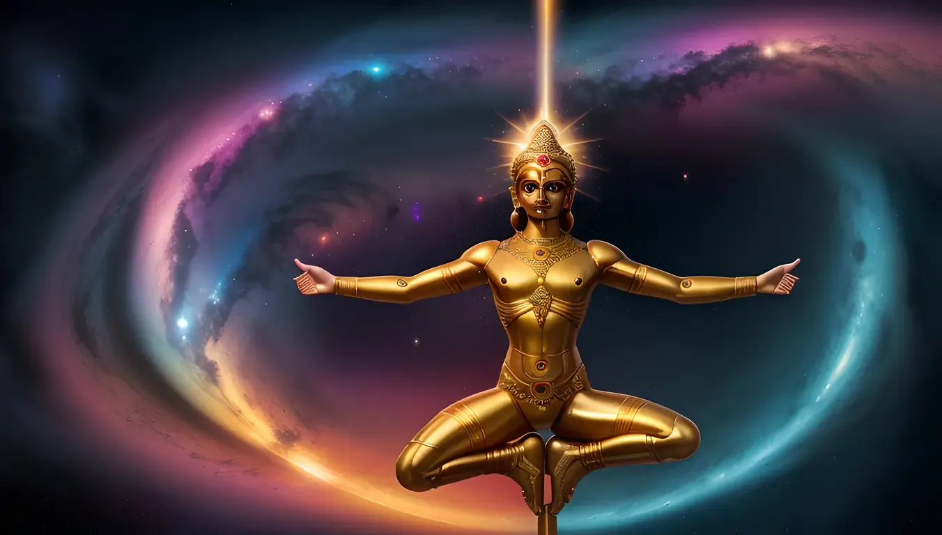 Futuristic Ultra HD Nataraja with Halo of Light and Swirling Galaxies
