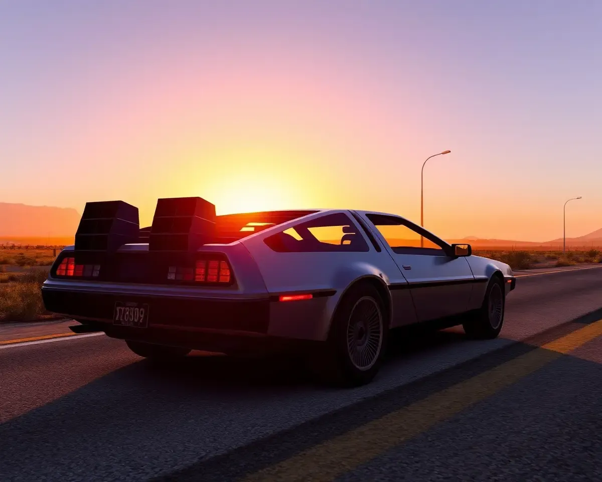 GTA Wallpaper HD: DeLorean in Desert Sunset from GTA V