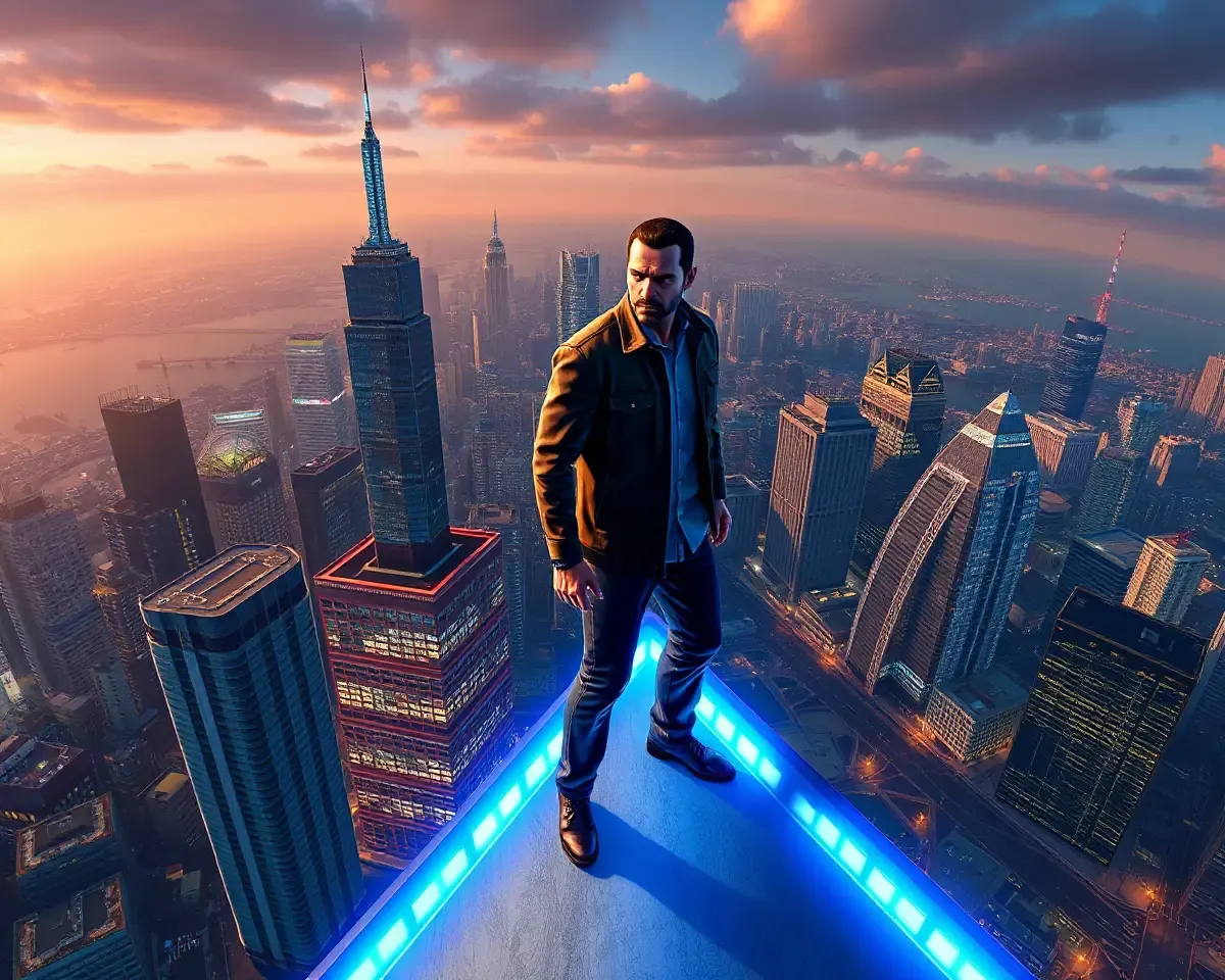GTA Wallpaper HD: Michael's Rooftop View of Los Santos City