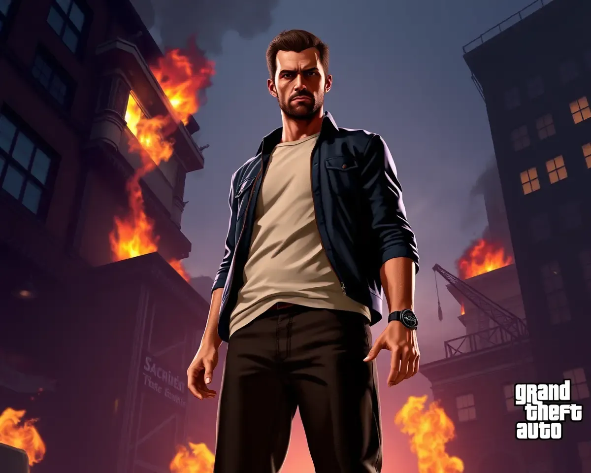 GTA Wallpaper HD: Trevor Standing in Front of Burning Building