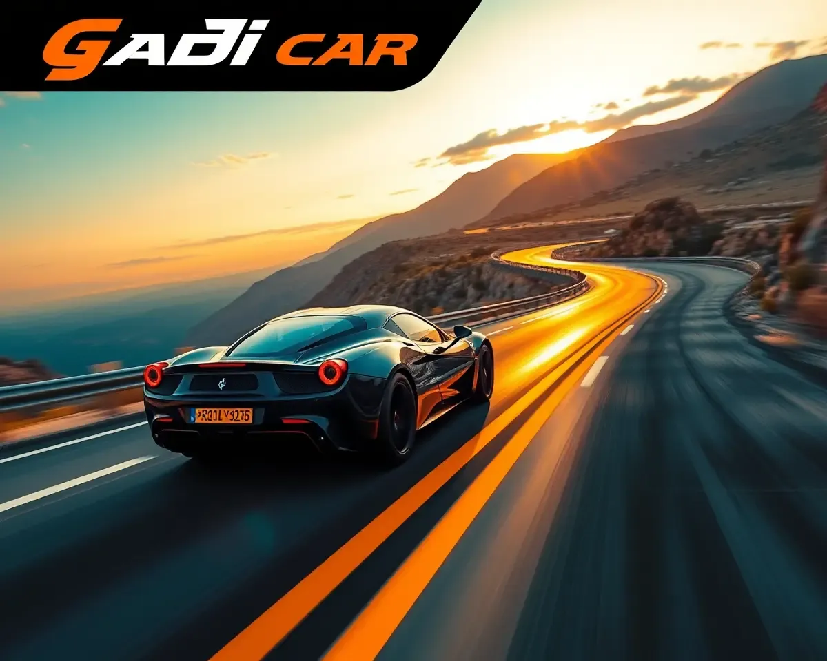 Gadi Poster Design: Vibrant Sunset Speedster with Bold Typography