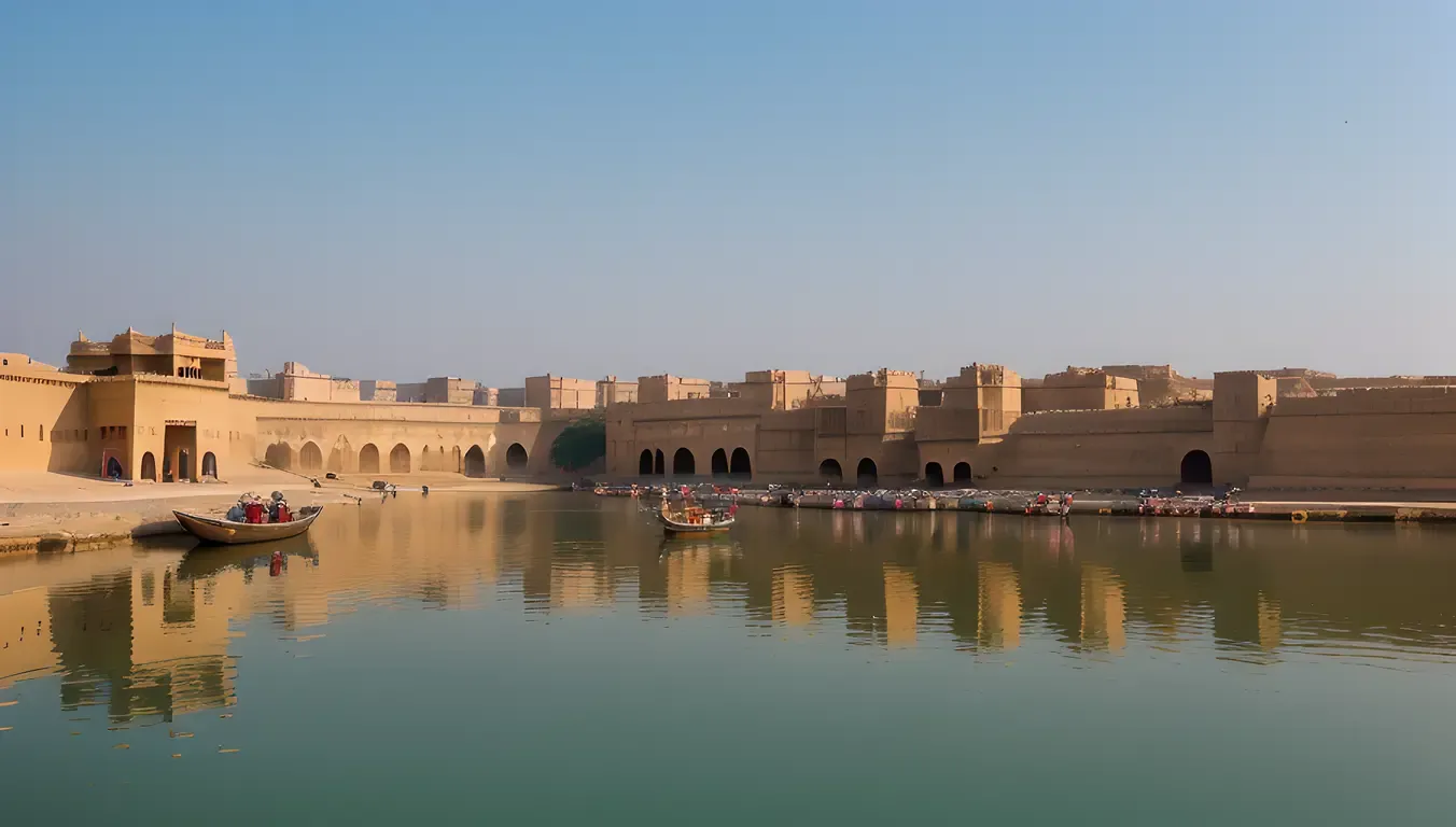 Gadsisar Lake in Jaisalmer with Tranquil Waters and Greenery