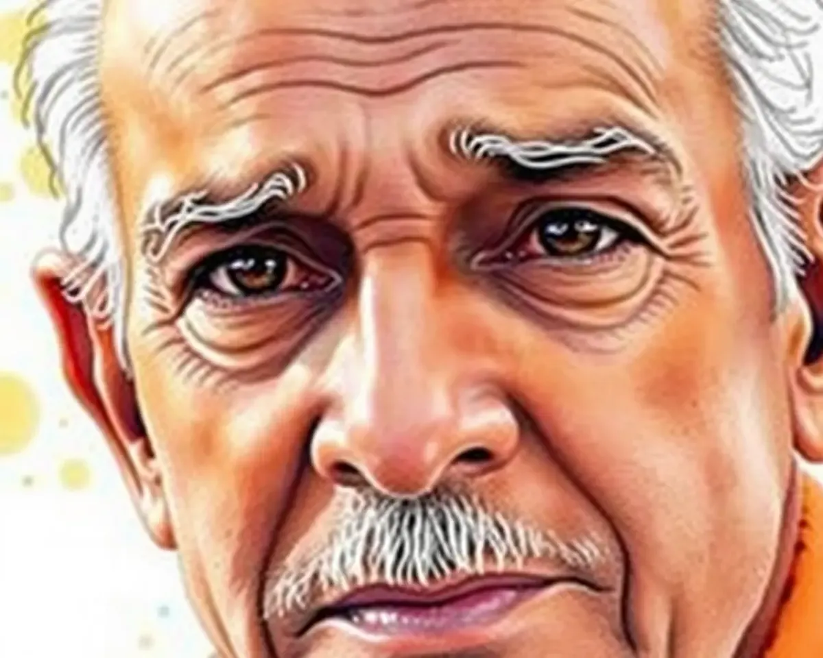 Gentle Wisdom in Watercolor Portrait of Dr. Radhakrishnan