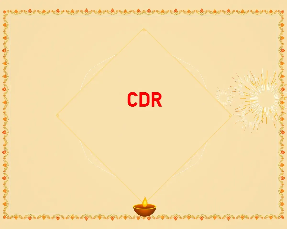 Geometric CDR File with Diwali Border and Fireworks