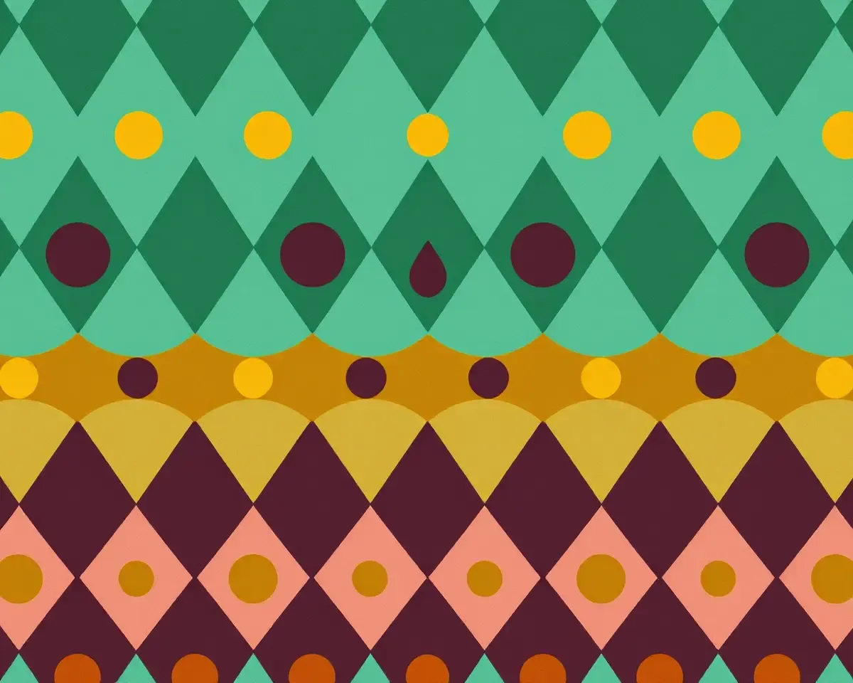 Geometric Kular Themed Wallpaper with Bold Colors