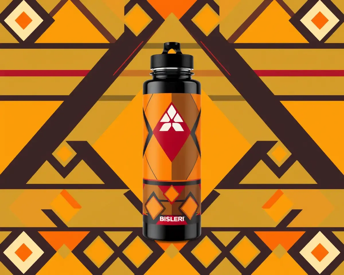 Geometric Pattern Bisleri Water Bottle Design PNG