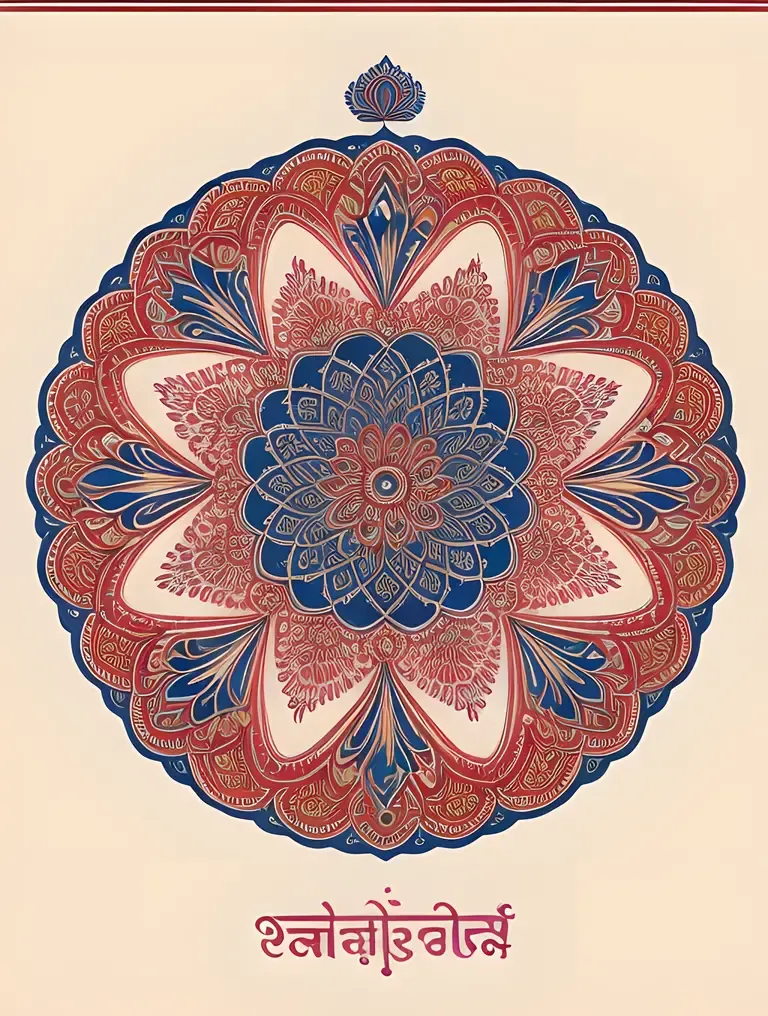 Geometric Pooram Logo Design with Traditional Indian Motifs