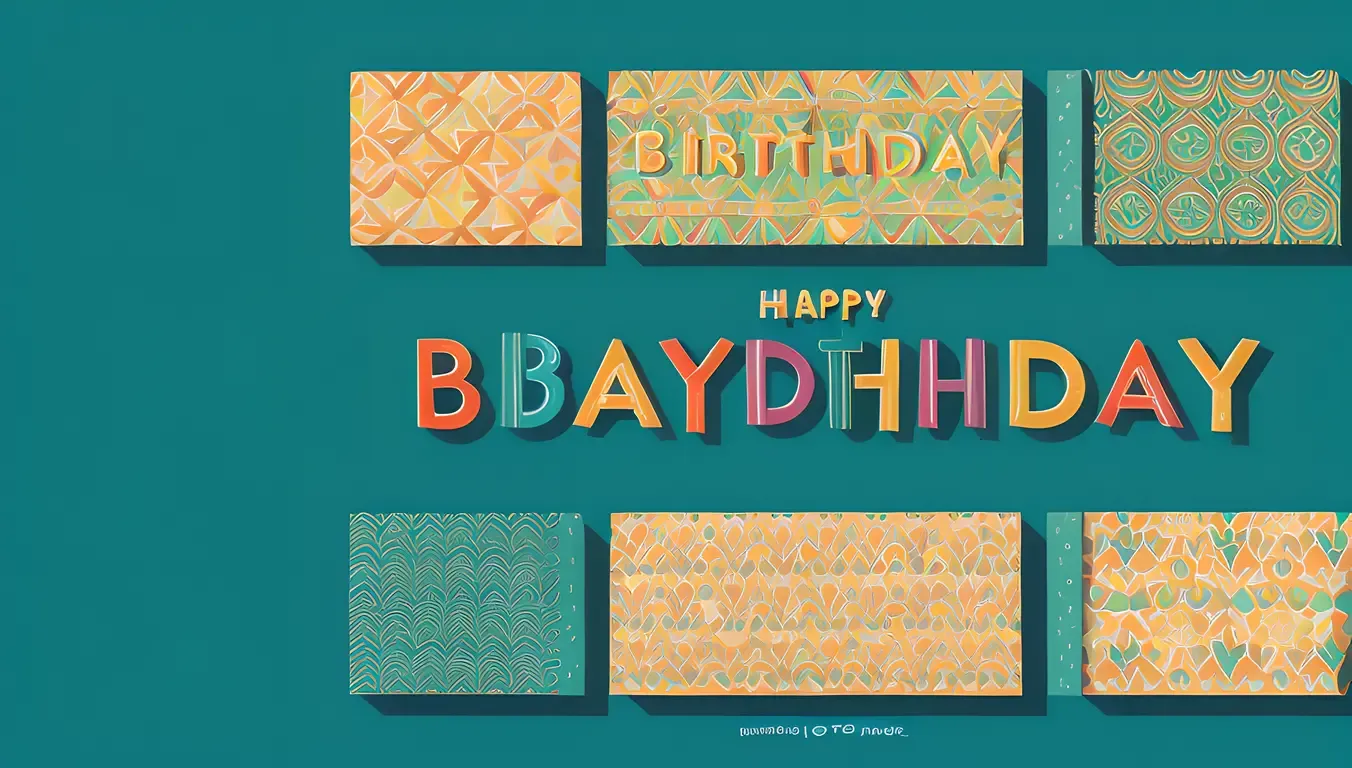 Geometric Shapes and Patterns on Whimsical Birthday Background