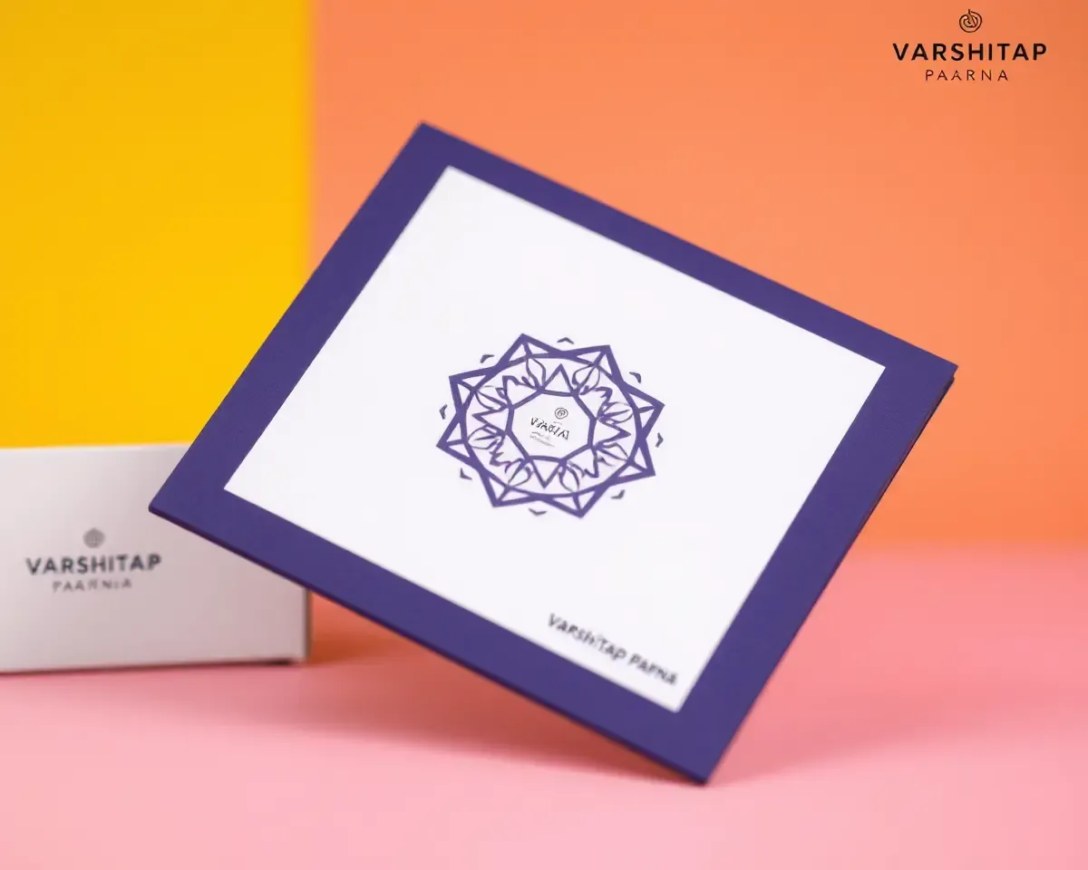 Geometric Varshitap Parna Design on Bold Bright Background