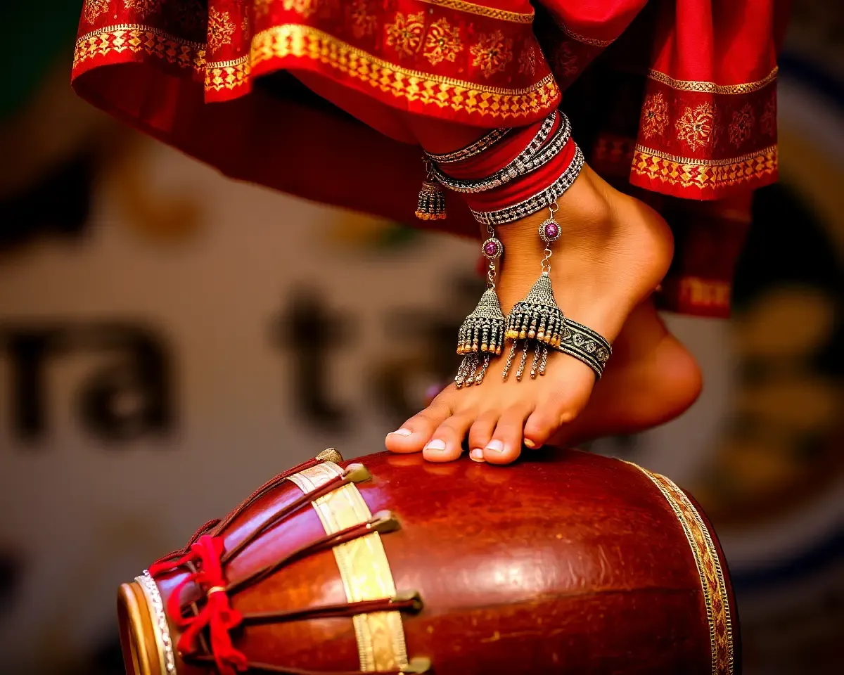 Ghungroo Adorned Feet Tapping Out Rhythmic Pattern