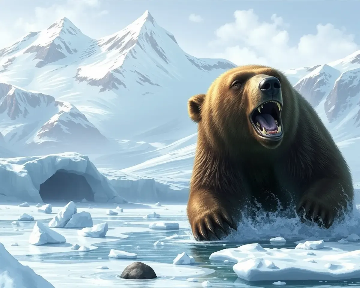 Giant Ancient Bear Emerging from Tundra