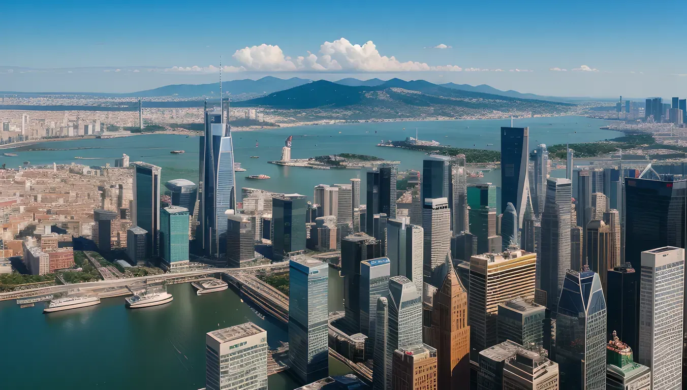 Global Economy Symbolized by Cityscape and Finance