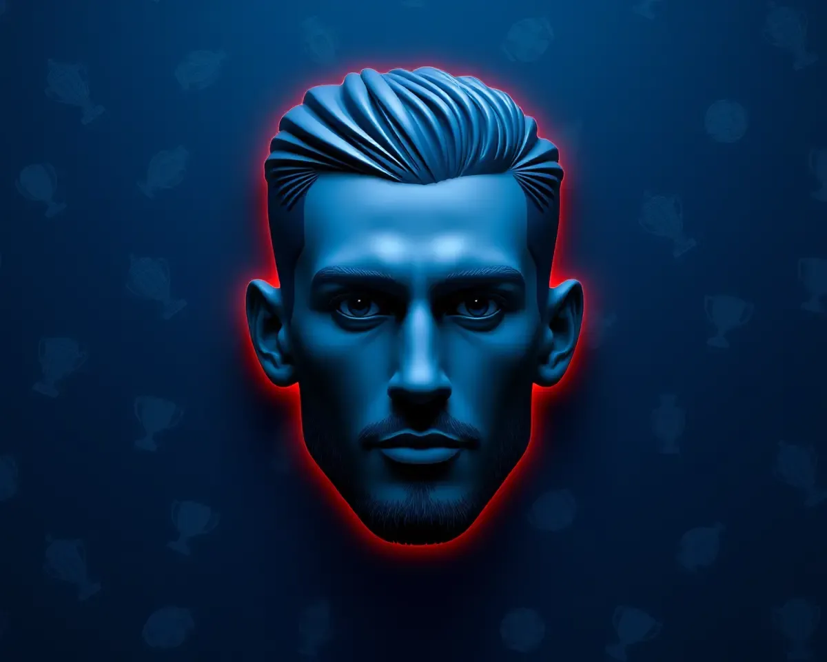 Glowing CR7 Face with Football and Trophy Texture