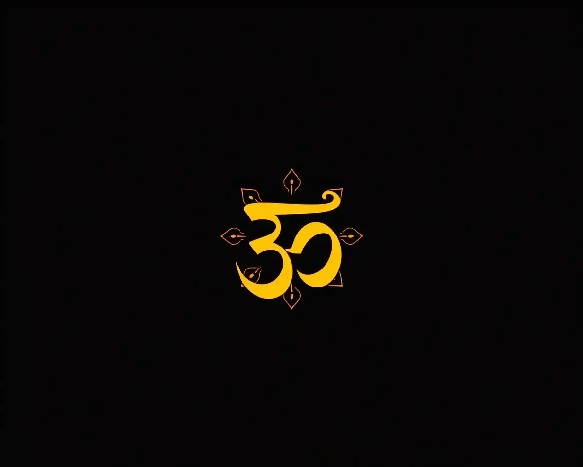 Glowing Karma Symbol on Black Background
