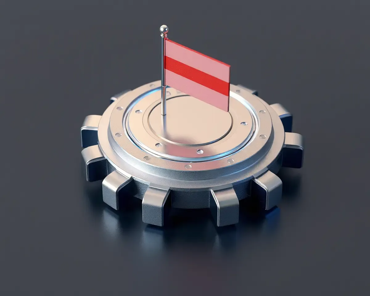 Glowing RAM Chip with Flag on Metallic Background