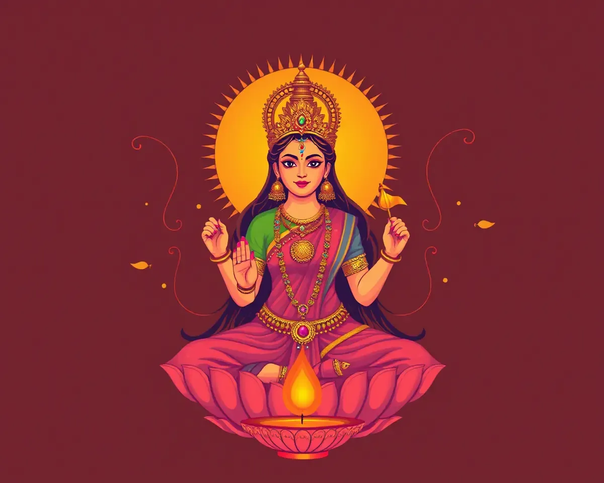 Goddess Lakshmi with CB Background Diwali Illustration