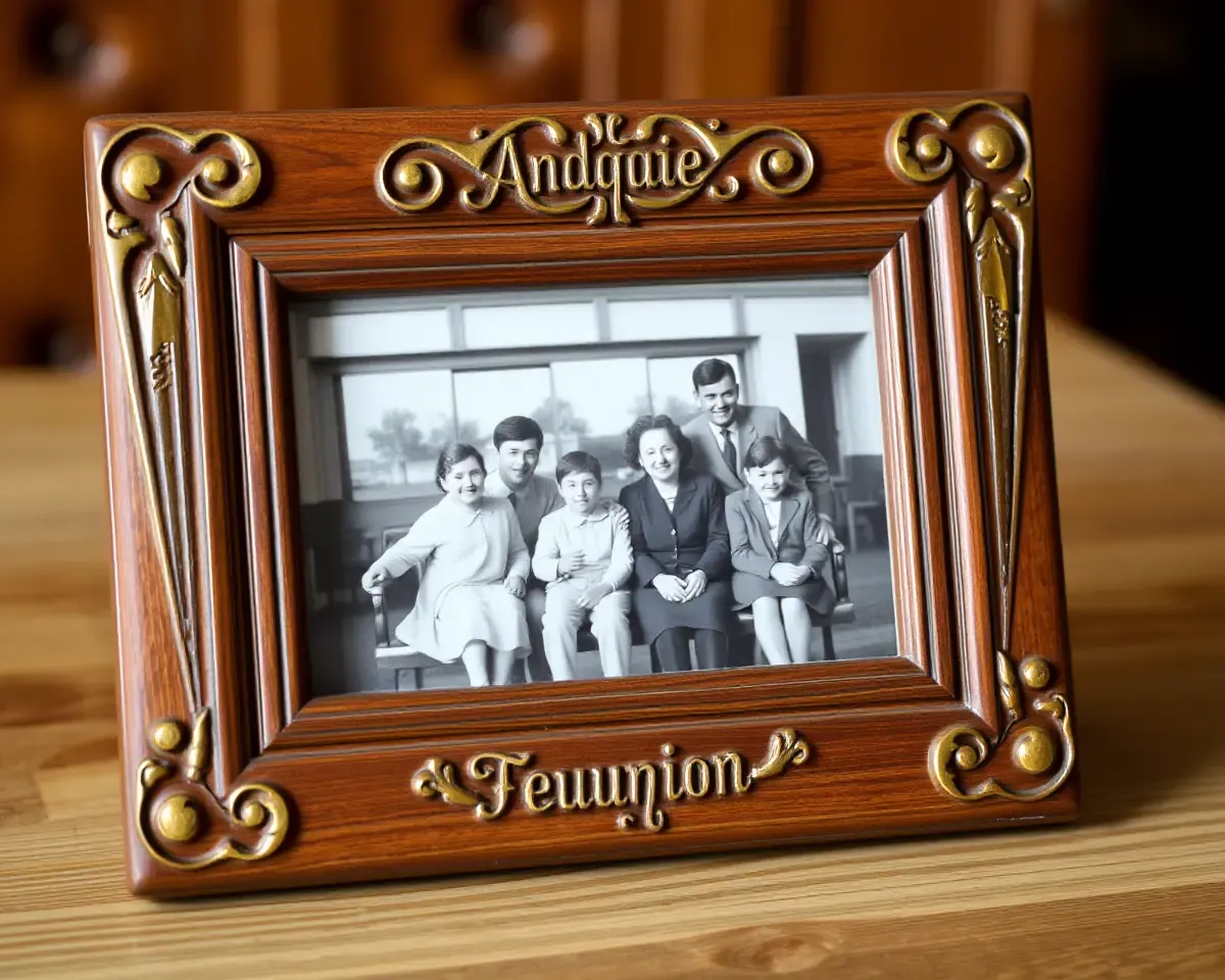 Golden Font Embossed on Wooden Picture Frame