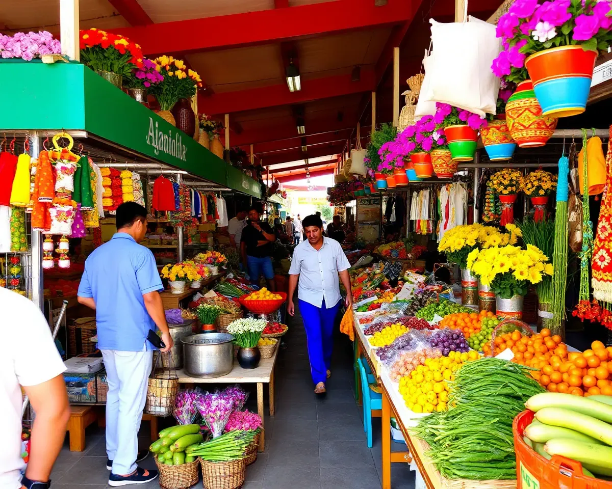 Good Morning Image Shukrawar: Vibrant Market Scene with Fresh Produce and Handicrafts