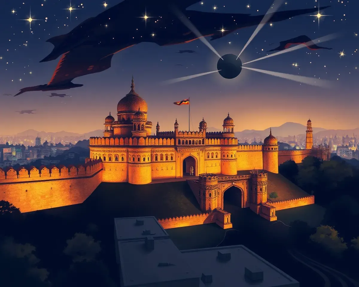 Good Morning Shaniwar Image: Stunning Shaniwar Wada Nighttime Illustration
