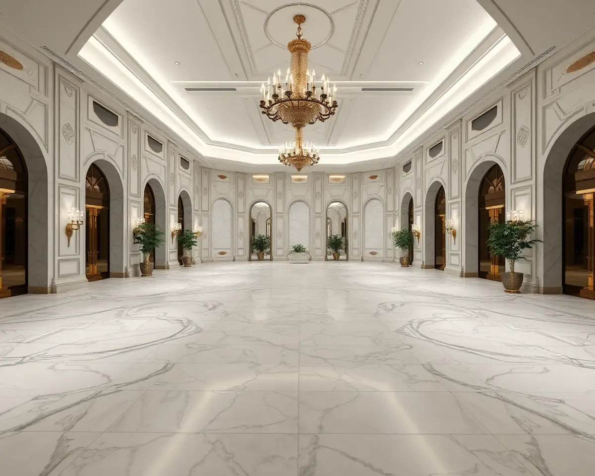 Grand Ballroom with Statuario Marble Floor Texture