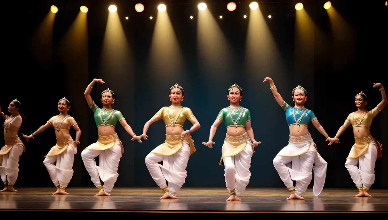 Grand Bharatanatyam Performance in White and Gold Costumes