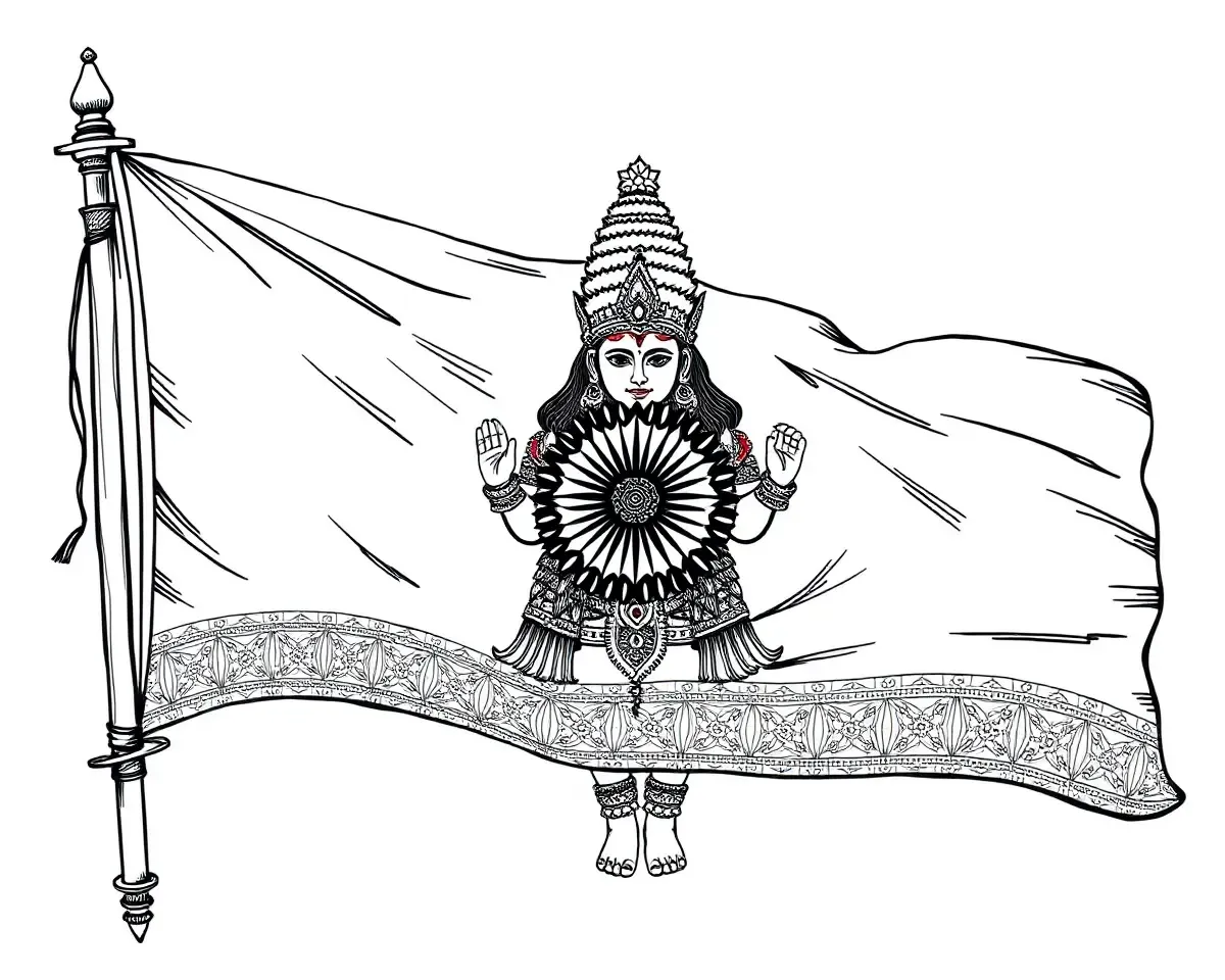 Hand-Drawn Illustration of Jai Shree Ram Flag Details