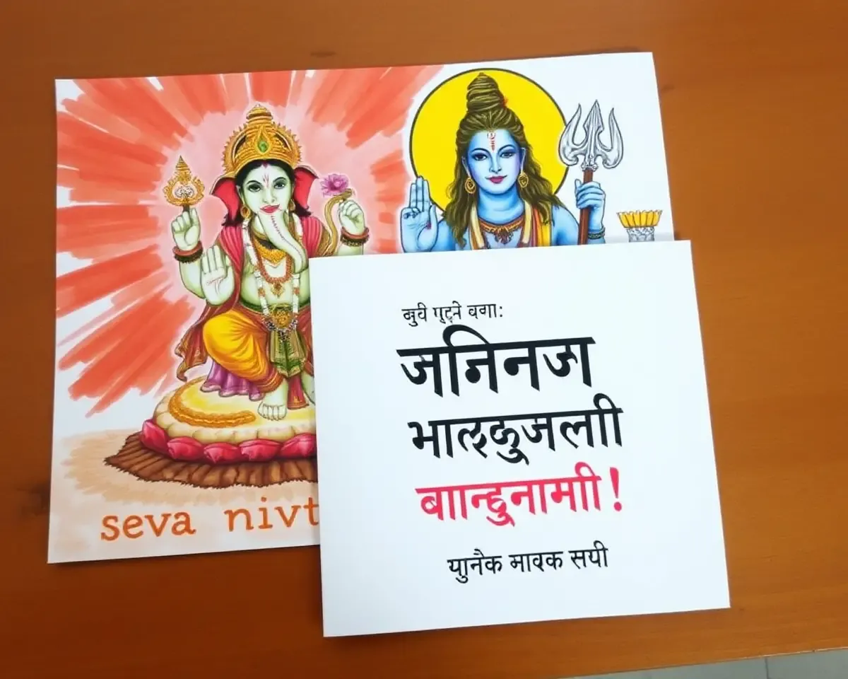 Hand-Painted Seva Nivrutti Invitation Card with Lord Ganesha