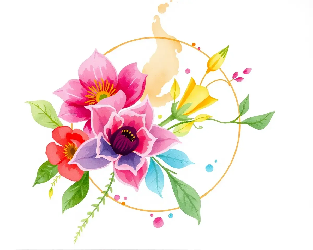 Hand-Painted Shradhanjali Floral Motif with Soft Watercolor Colors