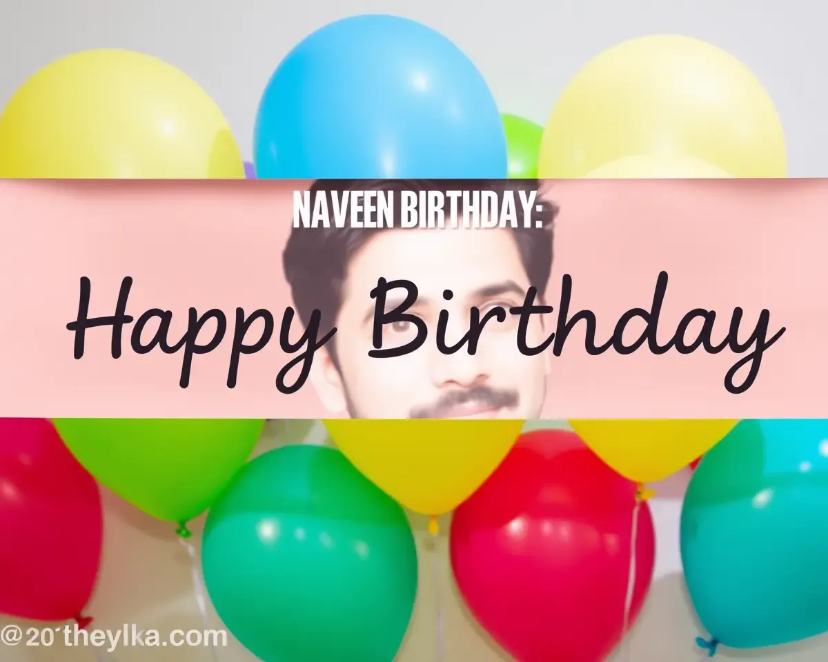 Happy Birthday Banner with Naveen's Face and Balloons
