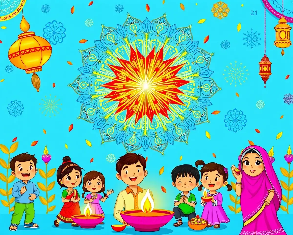 Happy Diwali Colouring Pages: Vibrant Diwali Illustration