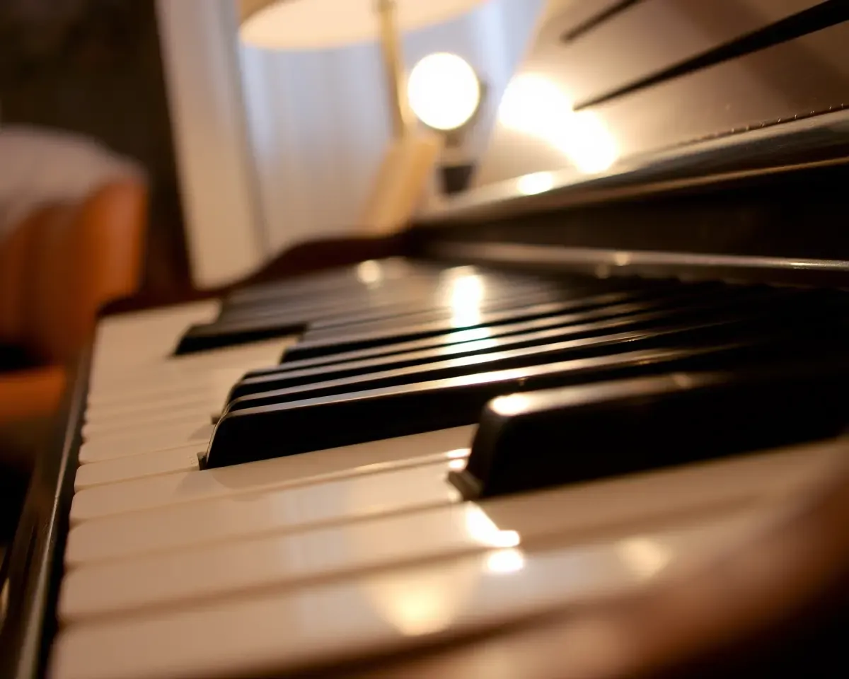 Harmonium Keyboard Reflects Soft Light