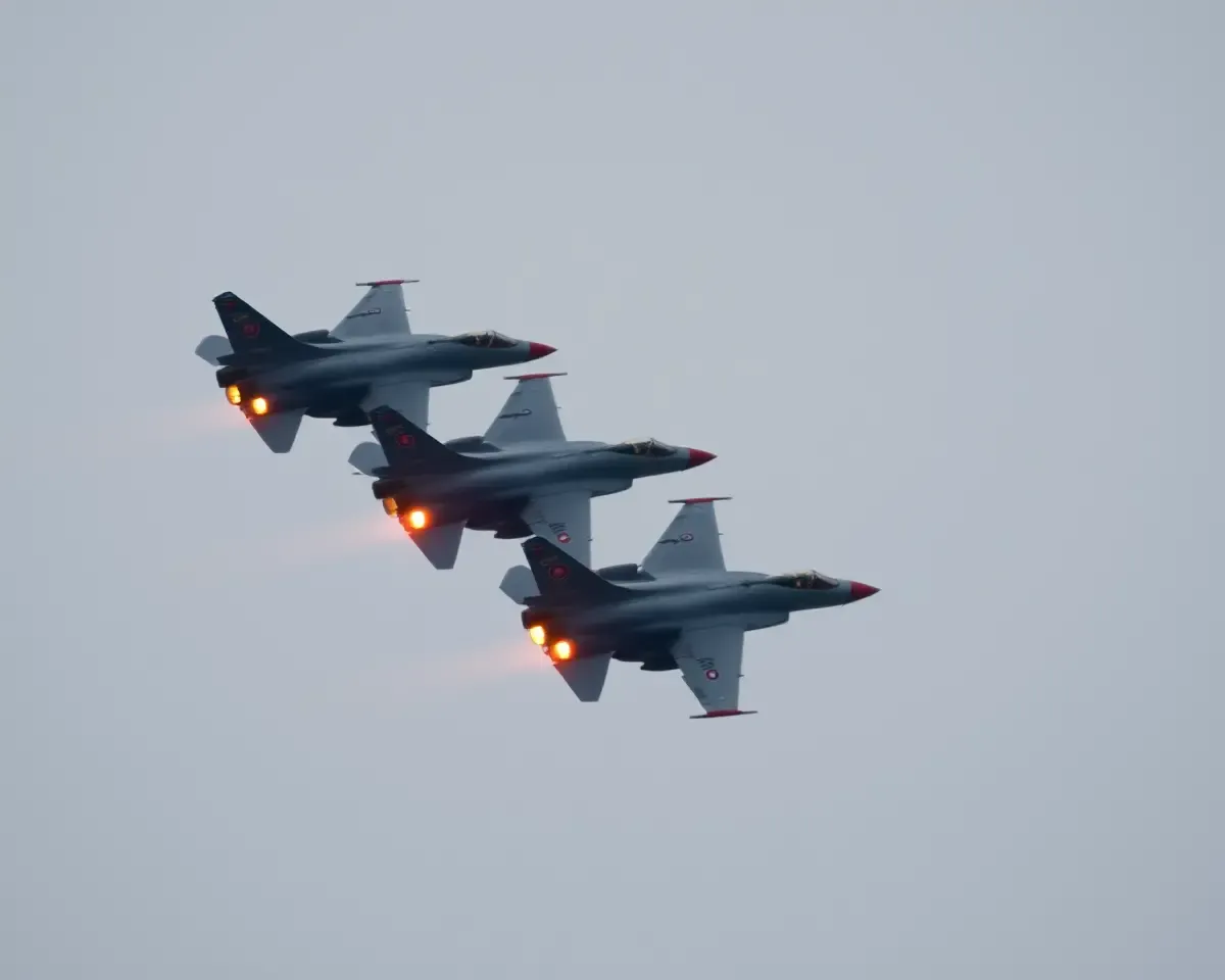 Harrier Jets Perform Precision Aerobatic Routine in Formation
